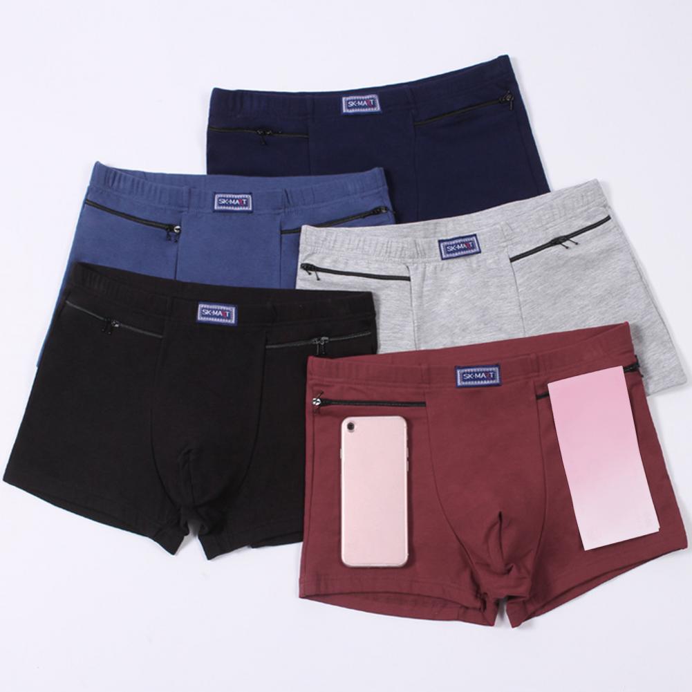Boxer Brief Pack Cotton - Men's Pockets Underwear Anti-theft Briefs Boxer