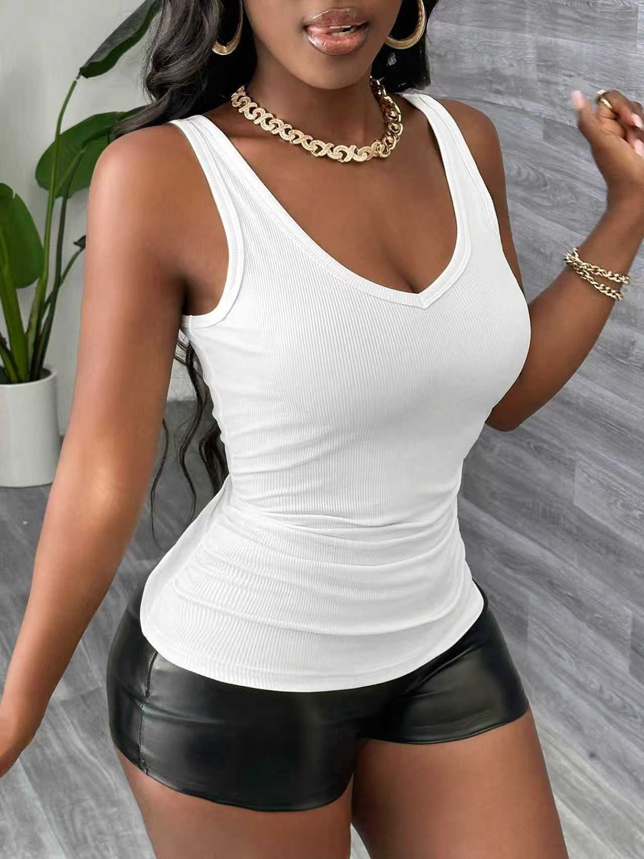 Plus Size 3 Piece V Neck Ribbe - Tank Top Ribbed recension och pris