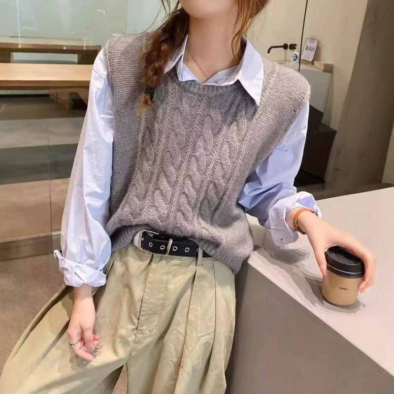 2025 New O-Neck Knitted Vest W - Sleeveless Undershirt recension och pris