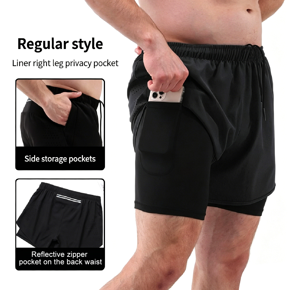 1PCS Mens 2 in 1 Running Short - Compression Shorts Athletes recension och pris