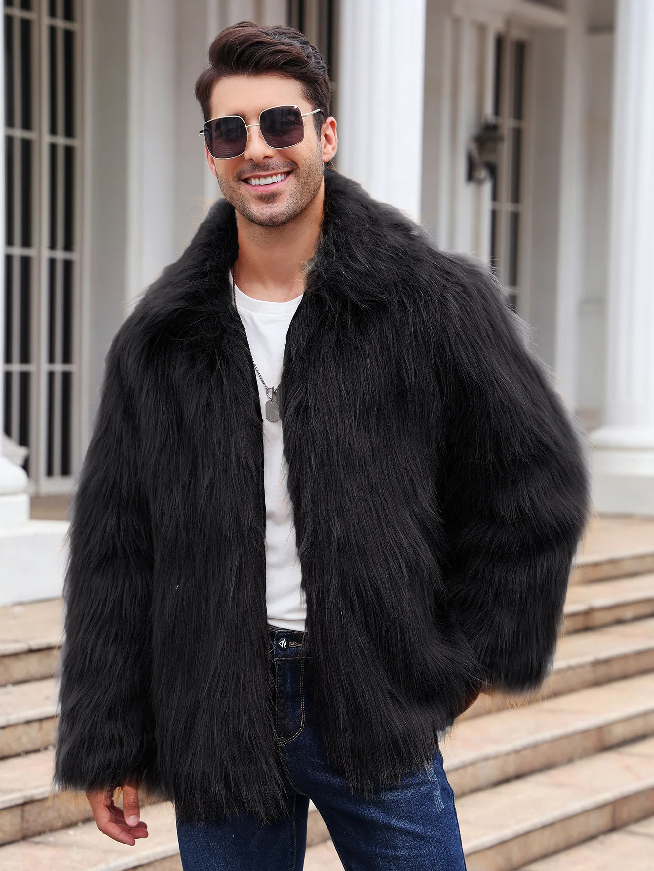 Men Faux Fox Fur Jacket Coat W - Thermal Long John recension och pris