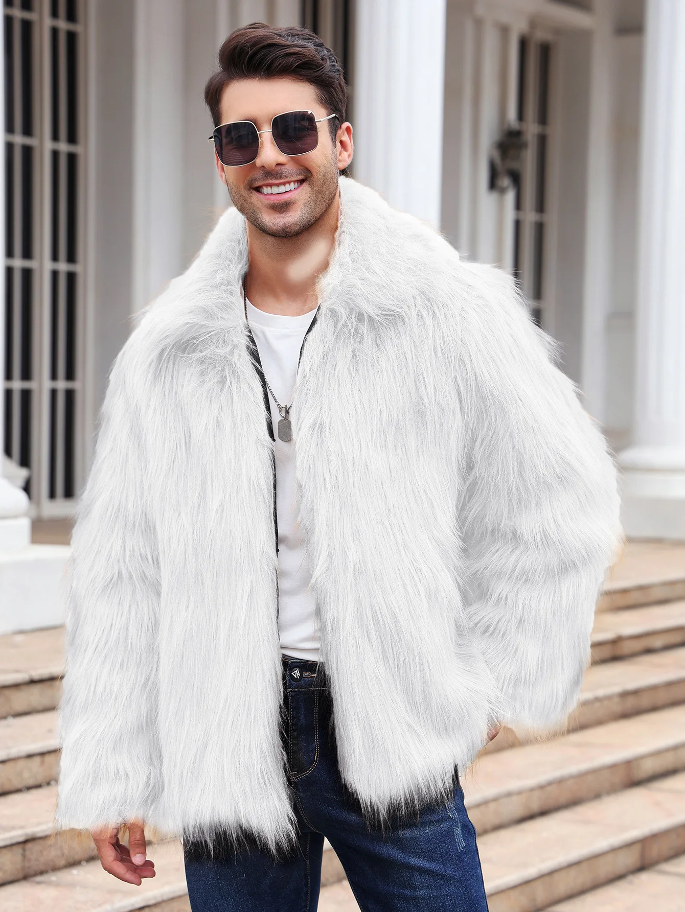 Men Faux Fox Fur Jacket Coat W - Thermal Long John recension och pris