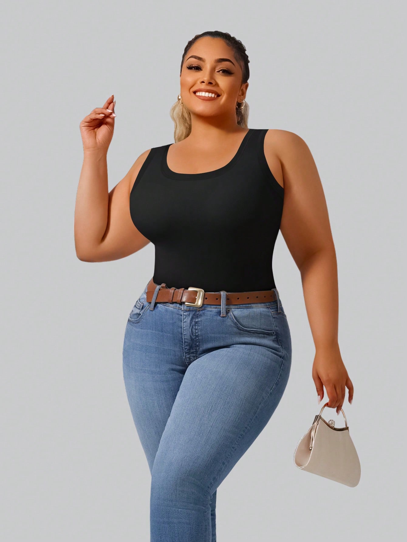Plus Size Women's High Stretch - Tank Top Ribbed recension och pris